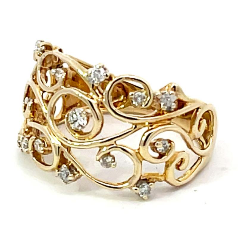 Vintage Gold Color Luxury Women's Ring Creative Wide Fine Imitation Crystal   Line Jewelry Accessories