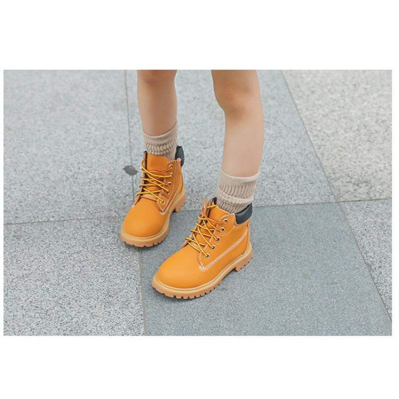 Stivali corti per bambini alla moda retrò autunno e inverno nuovi stivali singoli in pelle per ragazze stivali casual in pelle per ragazzi