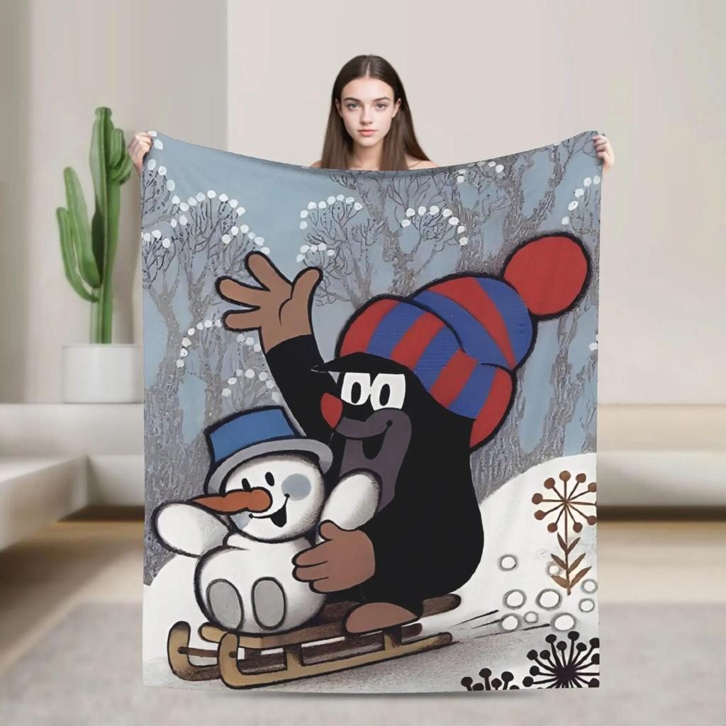 The Little Mole Super Warm Plush Throw Blanket for Sofa Bed Living Room Soft Flannel Picnic Blanket
