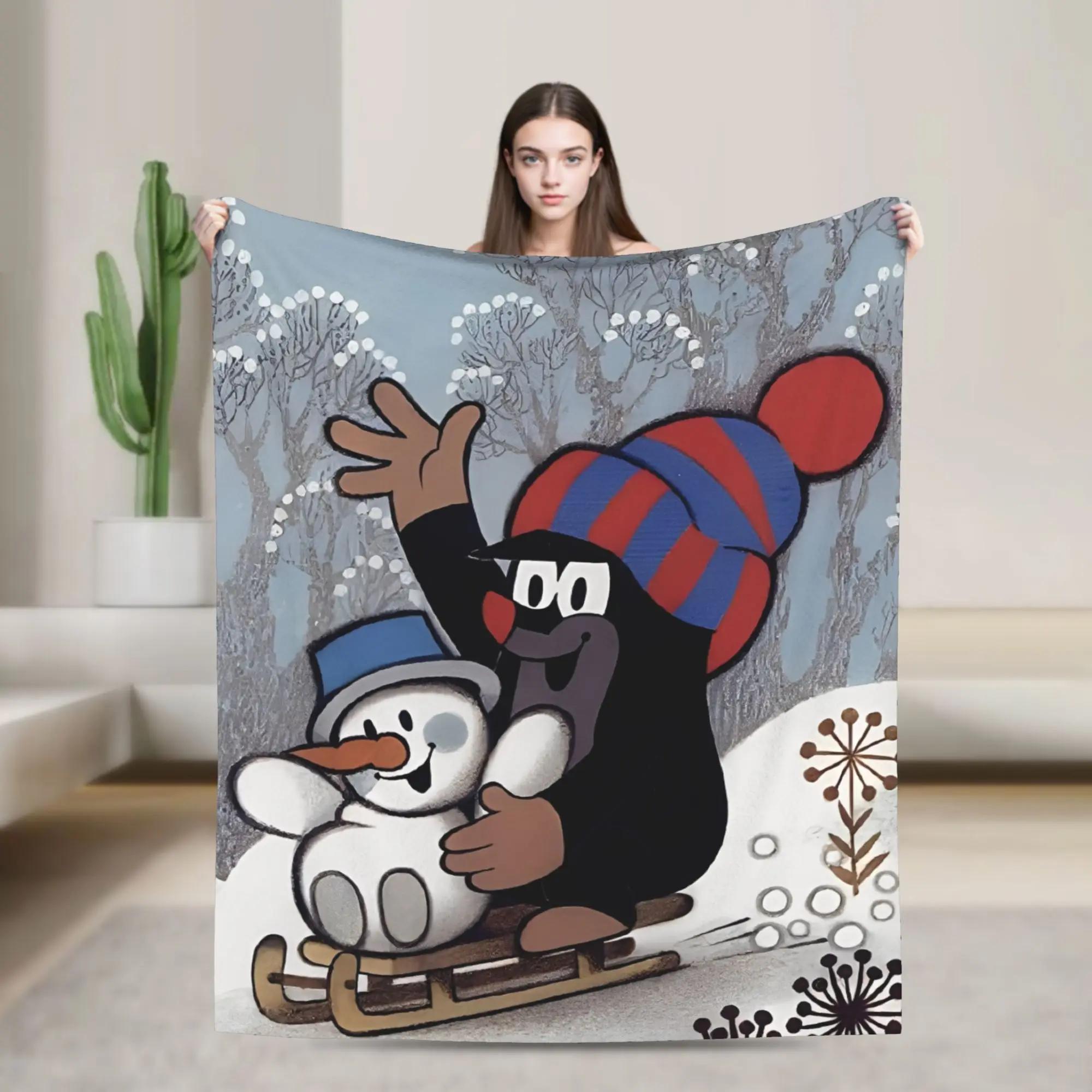 

The Little Mole Flannel Blanket Soft Throw for Outdoor Picnic Funny Bedspread Sofa Bed Cover Cozy Plush Blanket for Kids and Adu 40x50inch 101x127cm