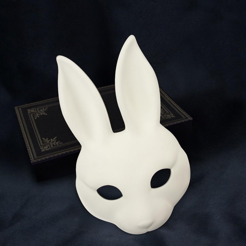 Realistic White Rabbit Mask Novelty Rabbit Face PU Leather Mask Comfortable Fit Handmade DIY Rabbit Mask Easter Celebrations