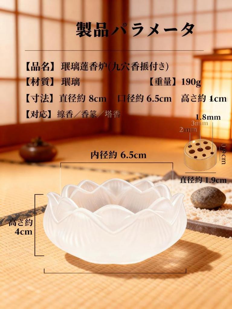 GLSKJGS Mini Incense Holder for Buddhist Altars, Transparent Lapis Lazuli, Lotus Flower Shape with Nine Holes, Cute and Stylish Buddhist Altar