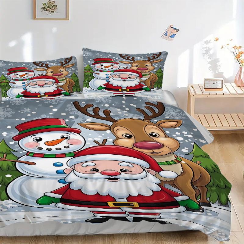 

3pcs Christmas Santa Claus Duvet Cover Set - Includes 1 Duvet Cover and 2 Pillowcases, No Quilt Core, All-Season Home Decor yy251111041 135x200cm