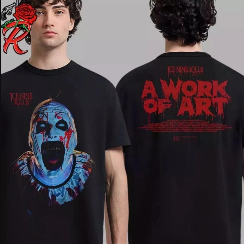Ice Nine Kills x Terrifier 3 A Work Of Art Art the Clown T-shirt size S-5XL XXL