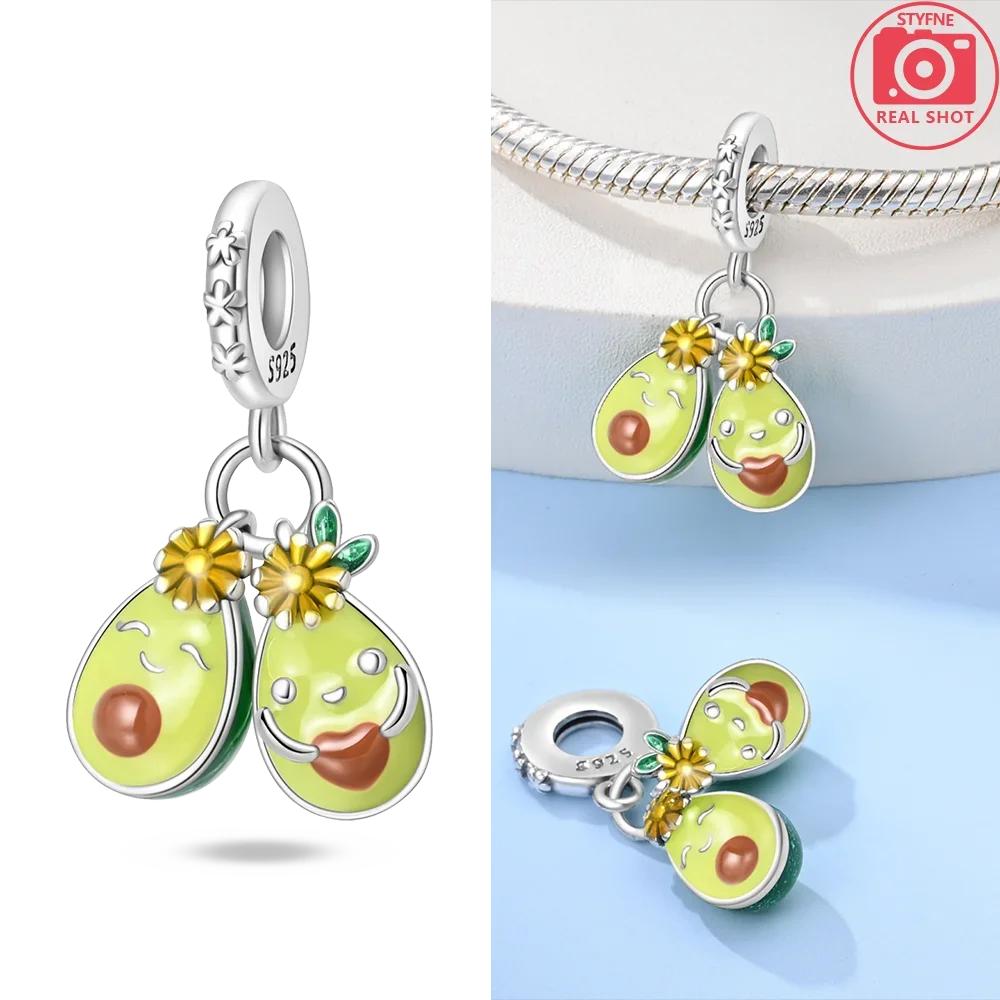 Original Strawberry Cherry Apple Avocado Fruit Charms Fit Bracelets Fine Diycopper Color Beadsbirthday Jewelry Gift