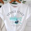Italy Print T-Shirt Short Sleeve Crew Neck Casual Top For Summer & Spring Unisex Clothing