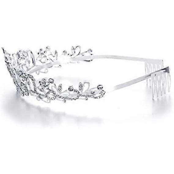 Silver Rhinestone Tiara Crown Crystal Band Comb Wedding Bridal Rhinestone Crown