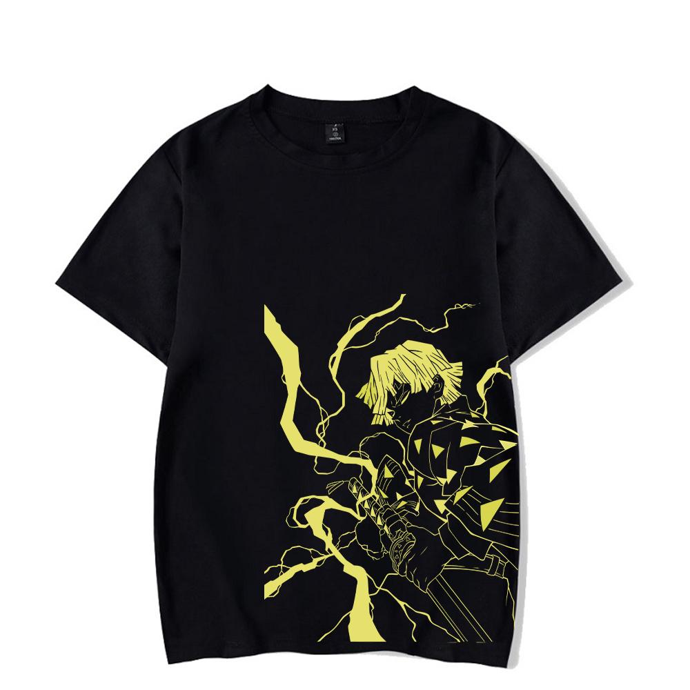 Men Harajuku Black Washed T-Shirt Hip Hop Streetwear Japan Anime Graphic Cotton Casual Tshirt Summer Short Sleeve Tops T Shirt