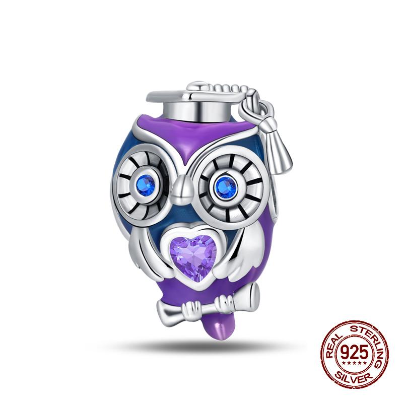 Copper Graduation Season Series Owl Bachelor'S Hat Charms Beads Suitable For 3Mm Original Design Bracelets DIY Style Jewelry