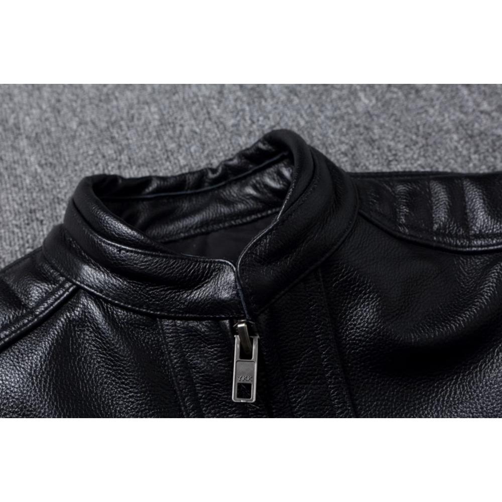 Chinese Size Vitnage Red Brown Men Leather Jacket Cowhide Leather Motorcycle Style Genuine Cow Jackets for Men Autumn