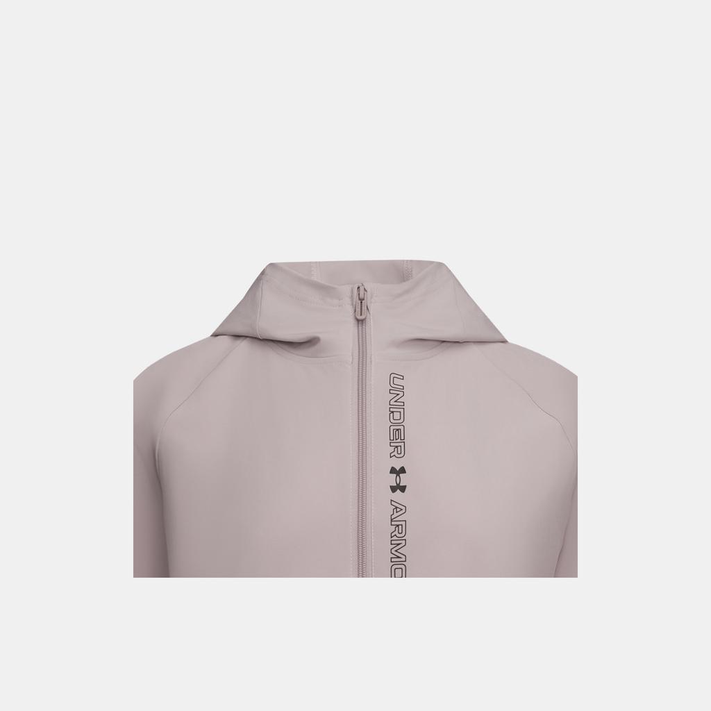 Under Armour Ribbed Design Comfortable Woven Full-Zip Training Sports Warm Jacket Women jackets 1369889-009