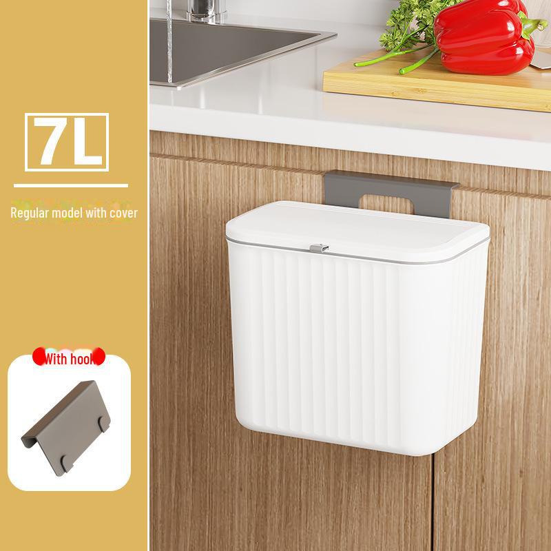 Wall-Mounted Sliding Cover Trash Can for Kitchen, Bathroom & Office