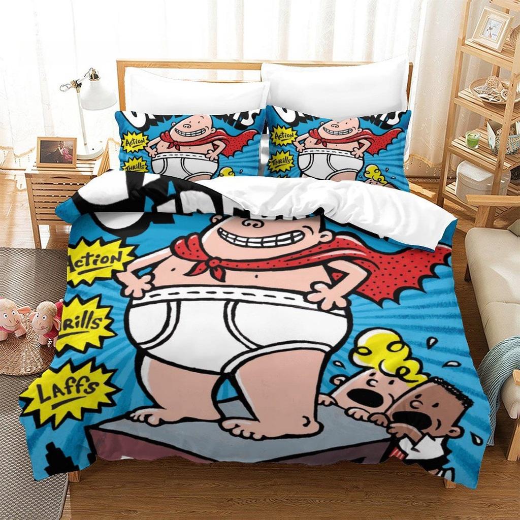 Fashion Cartoon Kawaii Captain Underpants Bedding Set Single Twin Full Queen King Size Bed Set Adult Kid Bedroom Duvetcover Sets