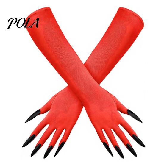 Festival Performance Accessories 1 Pair Halloween Ghost Claw Gloves, Long Fingernail Witch Costume Outfit Essentials Accessory, Dark Party Prop