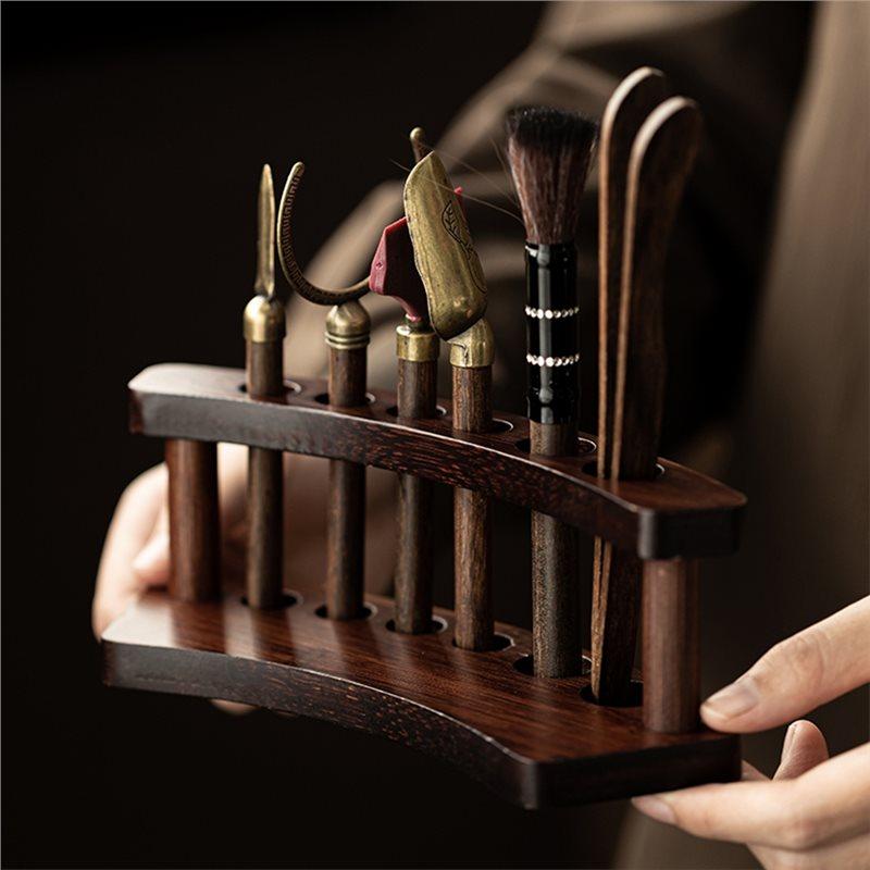 ABBP-Solid Wood Tea Ceremony Six Gentlemen Set Tea Set Accessories Daquan Tea Table Tray Tea Making Tools Tea Scraping Set