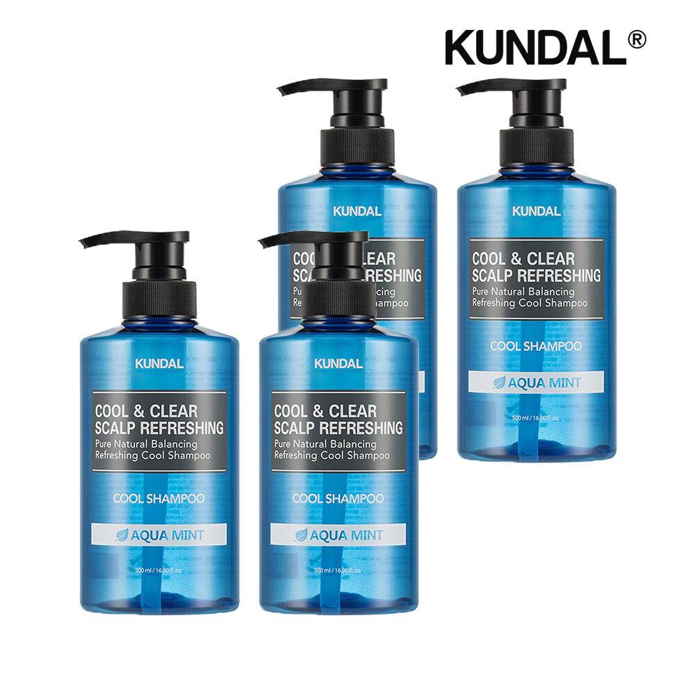 KUNDAL Cool & Clear Scalp Refreshing Cool Shampoo Aqua Mint 500ml x4
