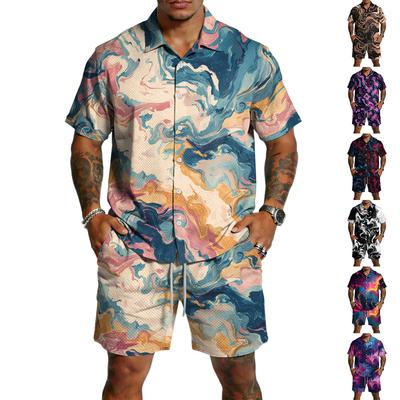 Men's Casual Lightweight Breathable Short-Sleeve Shirt And Shorts Set