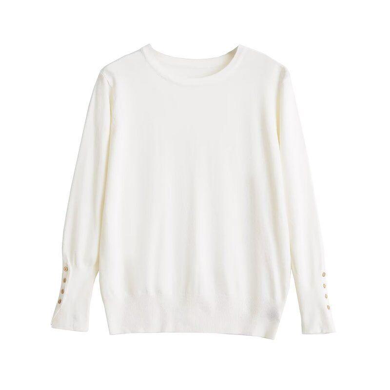 Fashion Style 2024 Autumn New Women's Clothing Easiest for Match Plain Stitch Basic round Neck Long Sleeves Knitwear 8851170