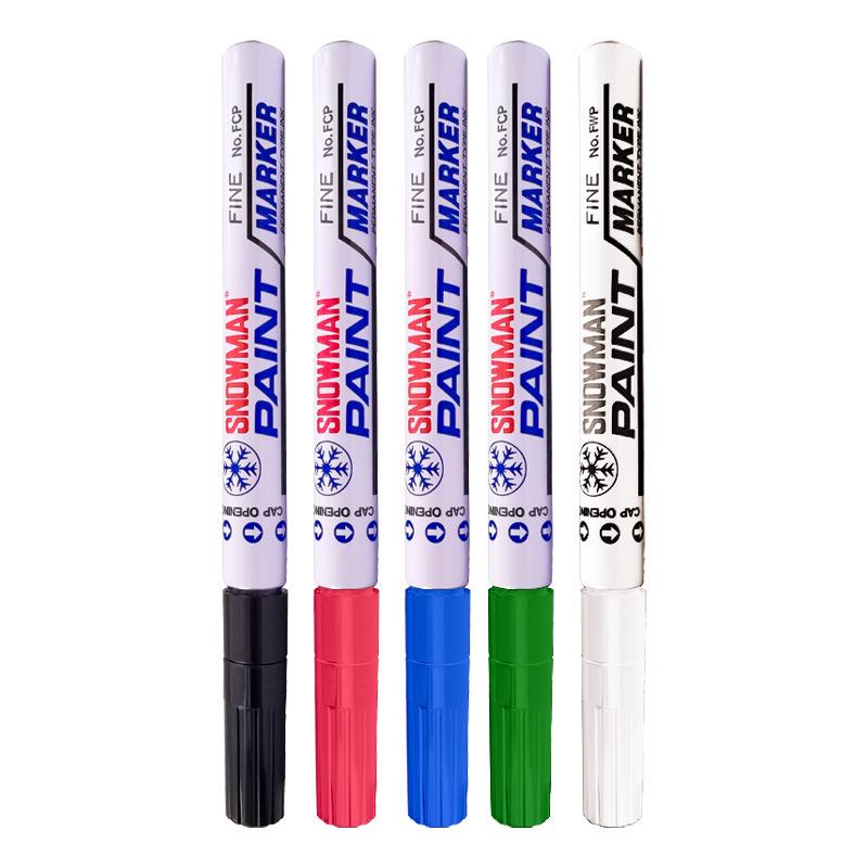 Alcohol-Resistant Snowman Paint Marker 1.0mm, Black & White, Fade-Proof, Low Halogen Touch-Up Pen