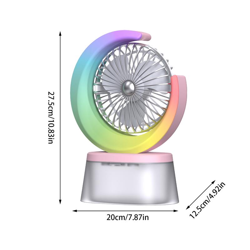 Bedside Fan Battery Powered Quiet Personal Fan Portable Humidifying Fan With 600ml Tank 3 Speeds Adjustable USB Rechargeable Fan