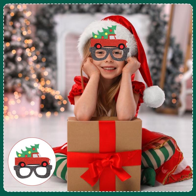 Happy New Year Glasses Frame Photo Props Snowman Xmas Santa Claus Tree Elk Party