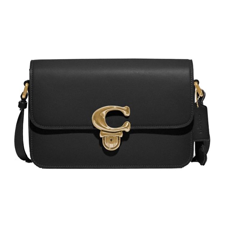 

Coach Studio 25 Brand Metal C Logo Flap Closure Leather Shoulder Crossbody Bag Large Women Bags Black C6641-B4BK Basic Set (Bag+Dust Bag)