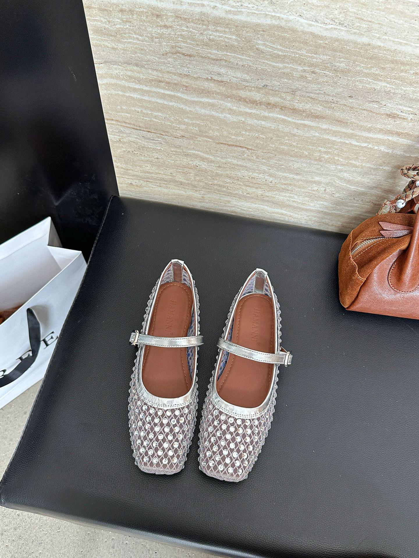 Women s Rhinestone Summer French Style Elegant Feminine Mary Jane Shoes - Fashionable Footwear 35