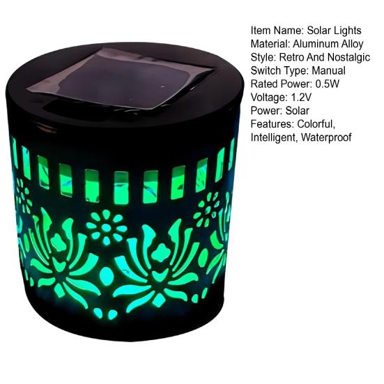 Solar Lights Outdoor Decorative Solar Powered Garden Lights with Intelligent Sensor Waterproof Metal Hollow Pattern Deck Step Wall Lights
