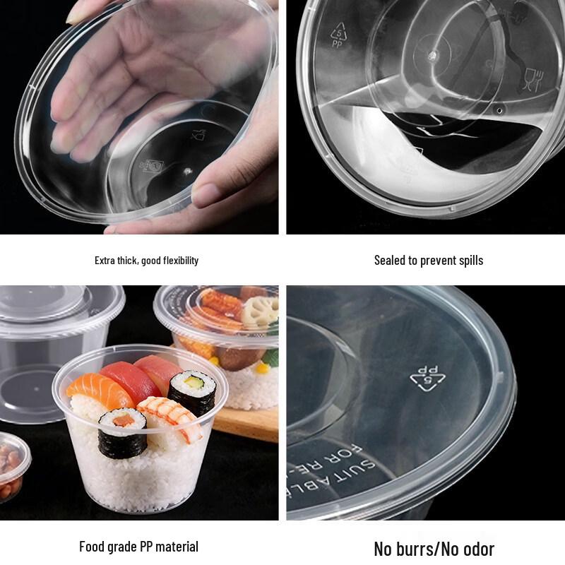 Thickened Disposable PP Round Soup Bowl with Lid