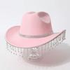 Rhinestones Bright Diamonds Tassel Western Cowboy Top Hat Ladies Top Hat Holiday Party Wedding Jazz Hat