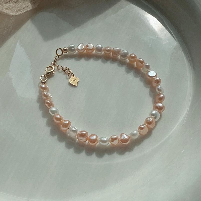 Alien-shaped Freshwater Pearl Necklace, Collar Chain, Fashionable Powder White and Purple Pearl Neck Chain