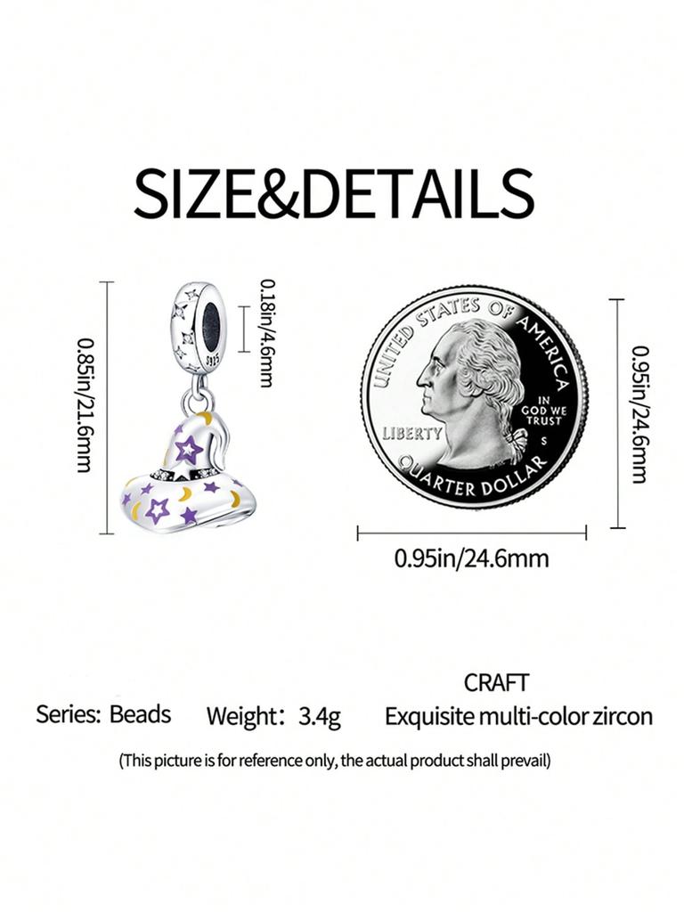 Copper Plated Original Charms Halloween Skull Wizard Hat Beads Fit Bracelet Women'S Jewelry Gift