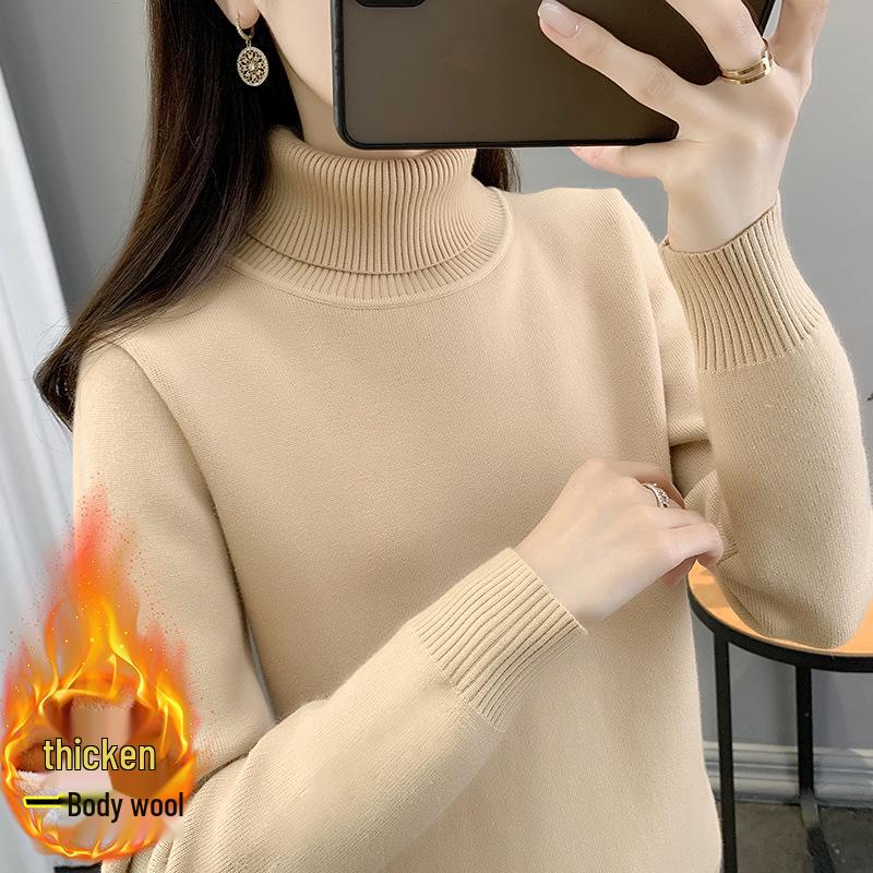 2025 Women's Plus Velvet Knit Base Layer Sweater - Autumn/Winter Thickened One-Piece Top