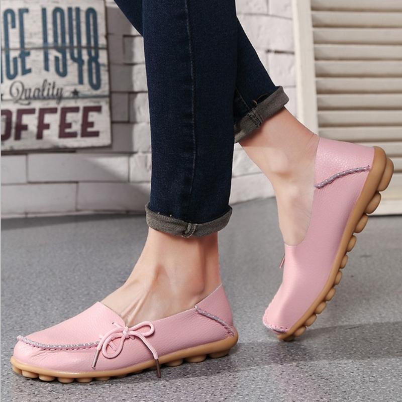 Casual Women's Single Shoes, Mother Shoes, Flat-bottomed Peas Shoes, Nurse Shoes, Lace-up Tendon Low-top Shoes