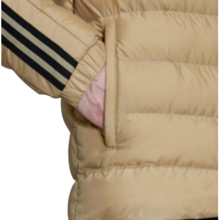 Adidas Logo Print Classic Three Stripes Detail Hooded Cotton Jacket Men Jacket Khaki GT1676