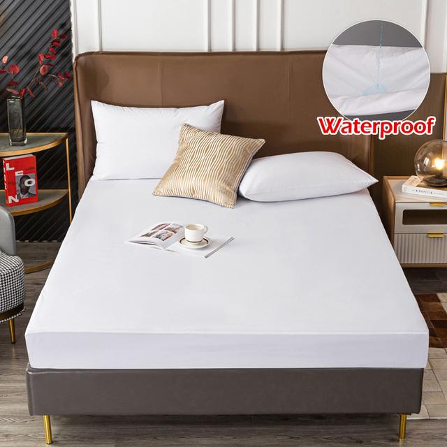Solid Water Resist Mattress Cover Protector Elastic Band Sanding Breathable Anti -Mite Bed Cover Mattresses Queen King For Home Use