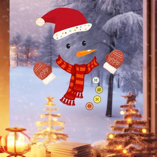 Festive Indoor Wall Art Christmas Snowman Static Window Stickers, Removable PVC Glass Decals, Waterproof Seasonal Door Stickers Winter Clings for Home