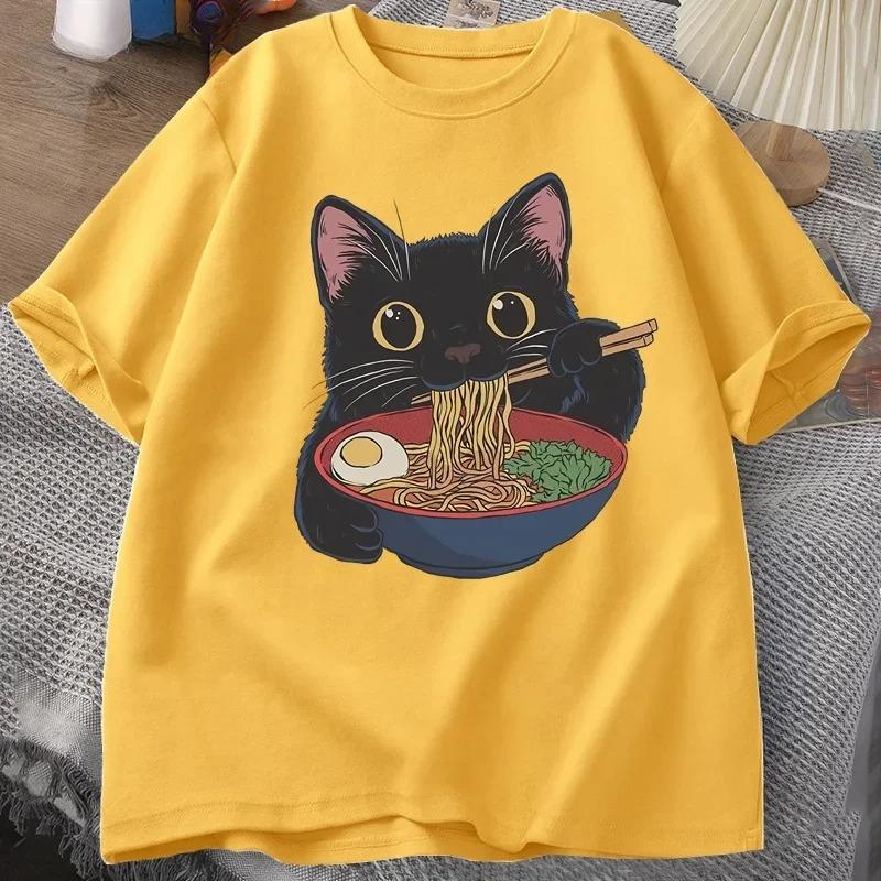

RaUnisex Cat Tshirt Japanese Style Cat Lover TShirt Kawaii Cartoon Short Sleeve T Shirts Women Clothes Tops Comfortable Cotton 4XL