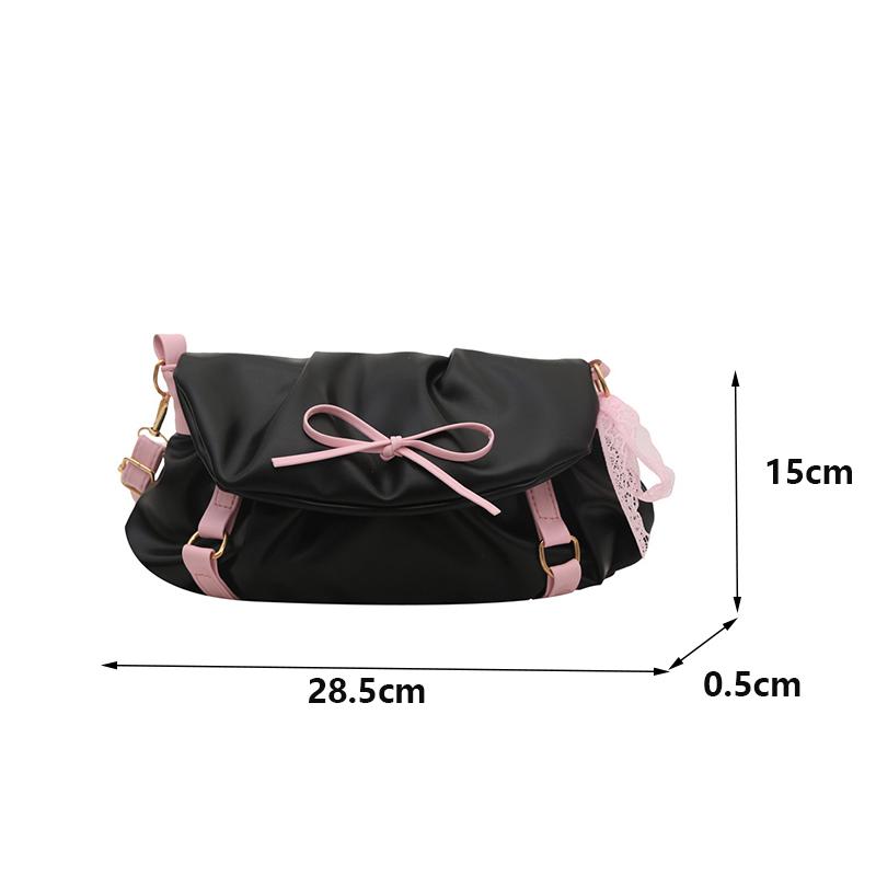 Y2K Sweet Ballerina Inspired Women's Crossbody Bag Fashion Soft Pink Bow Decor PU Leather Shoulder Bag for Commuting, Dating, Casual Outings CLE