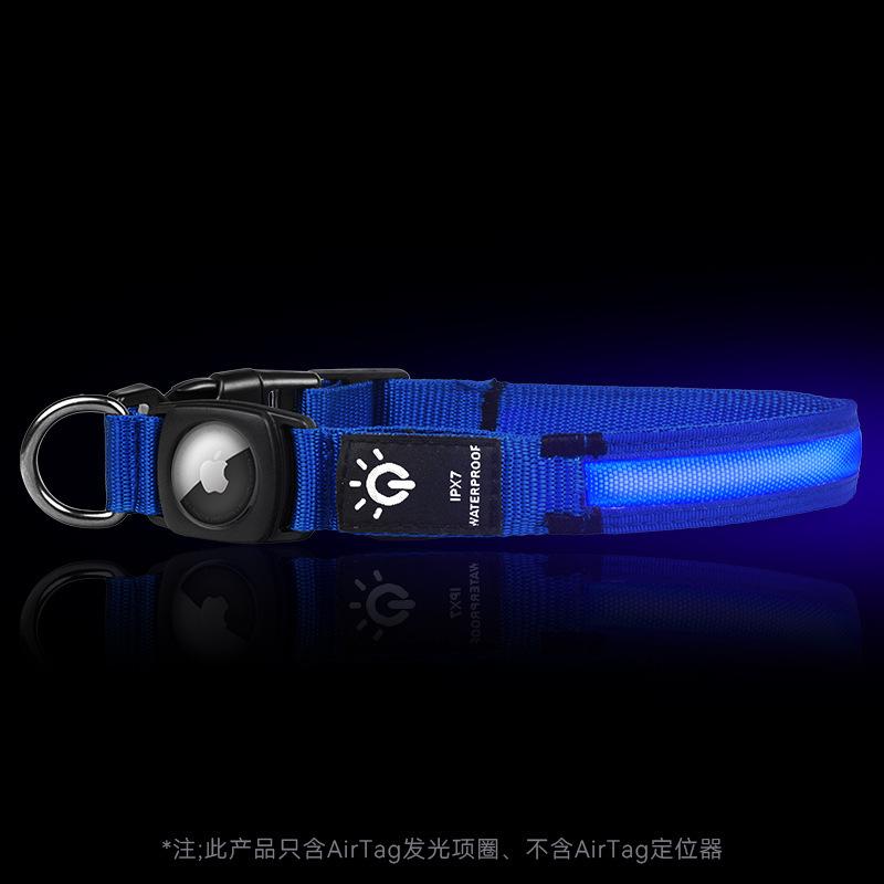 Rechargeable LED Light-emitting Pet Protective Collar with Airtag for Dog Loss Prevention and Tracking, Waterproof