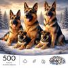500pcs German Shepherd Family Snowy Pine Forest Jigsaw Puzzle - Rectangular Suitable for & Families, Portable Brain Challenge, Christmas Gift, New Yea