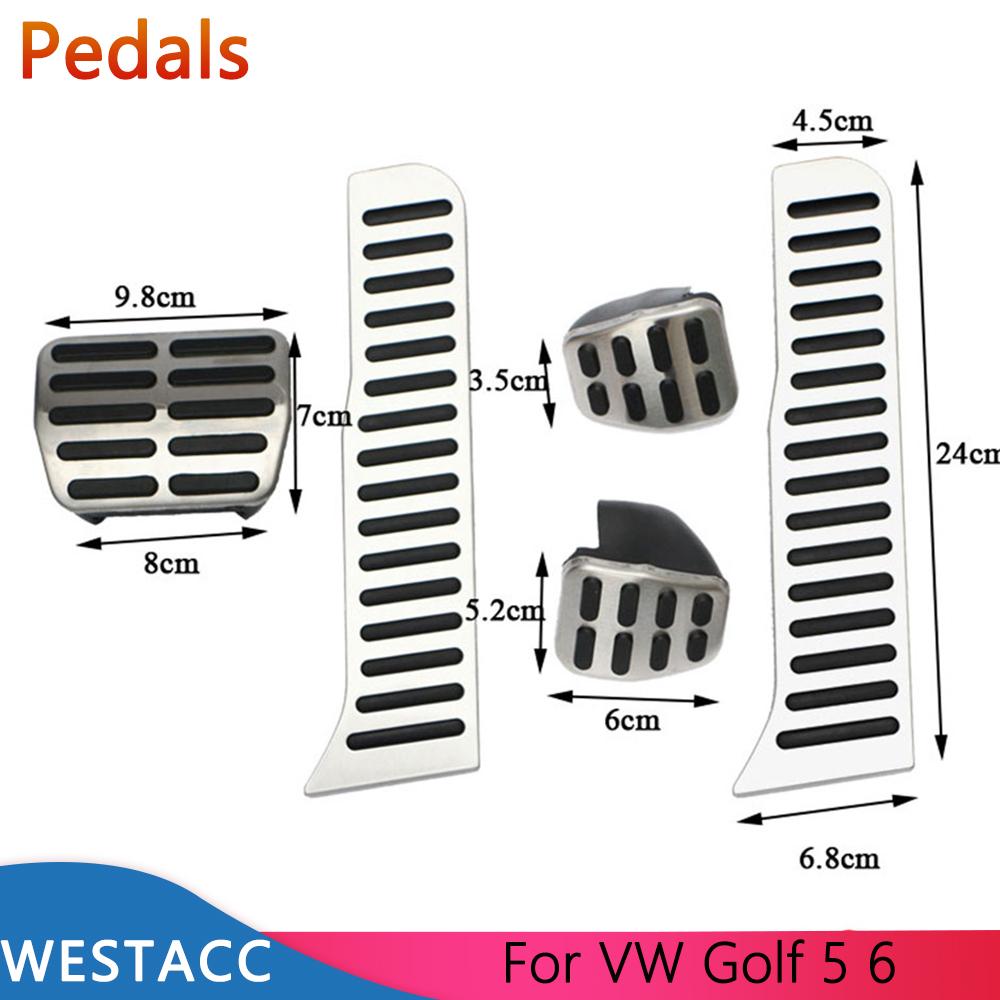 Bilpedaldeksel for VW Golft 5 6 Tiguan Touran for Skoda Octavia A5 LHD Rustfritt stål Akselerator Gass Bremse Clutch Hvile