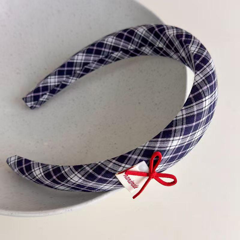 Korean Retro Polka Dot Plaid Button Headband & Versatile Large Intestine Hair Tie Set