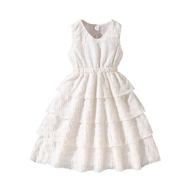 Patchwork-Rüschenkleid für große Mädchen - Frühjahr/Sommer 2026 Europäischer & Amerikanischer Stil, Ärmellos & Elegantes Prinzessinnen-Design