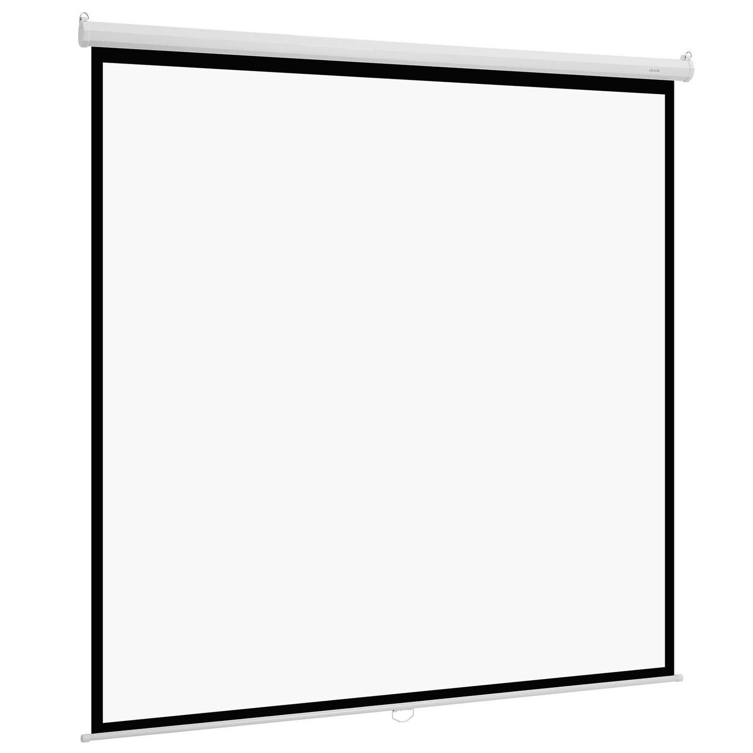Buying Solutions, MB Handmatige Projectiescherm, 3048 mm 1:1 4K 1080 HD Intrekbaar Neerklapbaar Projectiescherm, Wandmontage Filmprojectie met Trekoord, Draagbaar Beeldscherm