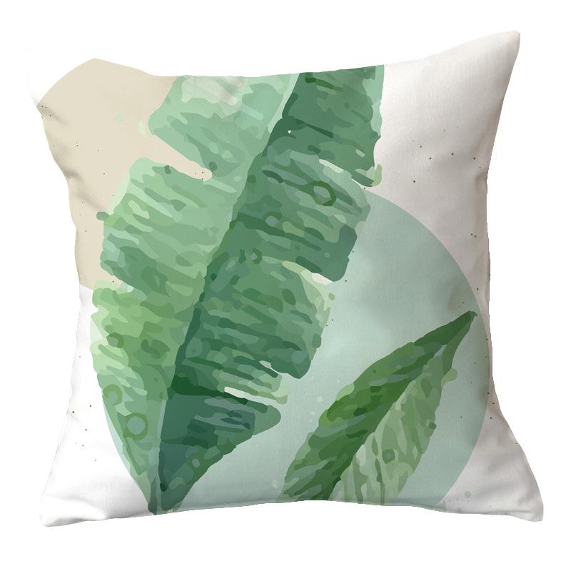 Office Chair Cushion Home Pillow Case Ins Plush Printed Pillow Case Green Plant Nordic Style Pillow