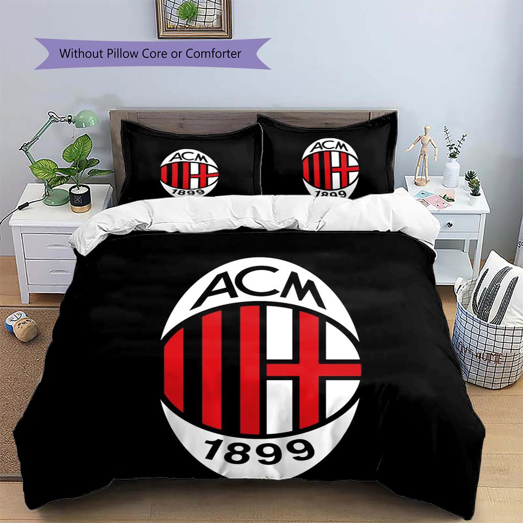 AC Milan Pattern Bedding Home Decoration Birthday Gift (1 * duvet cover + 2 * pillowcase, without core)