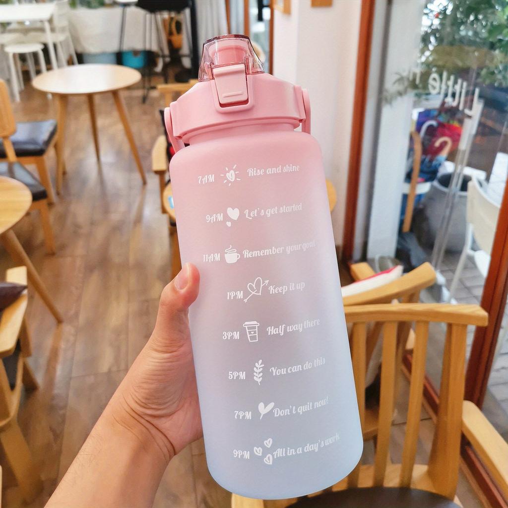 2l/900ml Water Bottle Liter Stay Hydrated Motivated Leakproof Plastic Sport Bottle Reminder Times Sports Outdoor Fitness Office