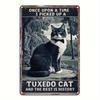 VintageStyle Aluminum Foil Carved Wall Art Tuxedo Cat Metal Sign for Cafe Kitchen Club Bar Home Decor Hang