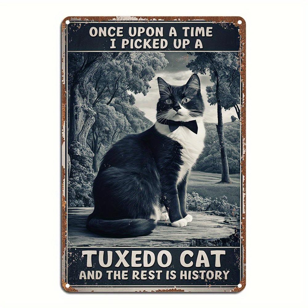 VintageStyle Aluminum Foil Carved Wall Art Tuxedo Cat Metal Sign for Cafe Kitchen Club Bar Home Decor Hang